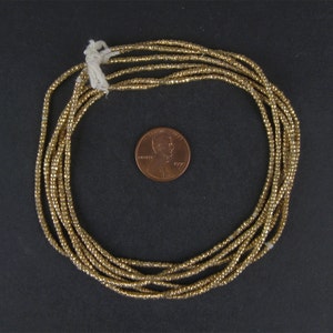 450 Brass Heishi Ethiopian Beads 2mm Brass African Beads Made in Ethiopia MET-HSHI-BRS-253 image 2