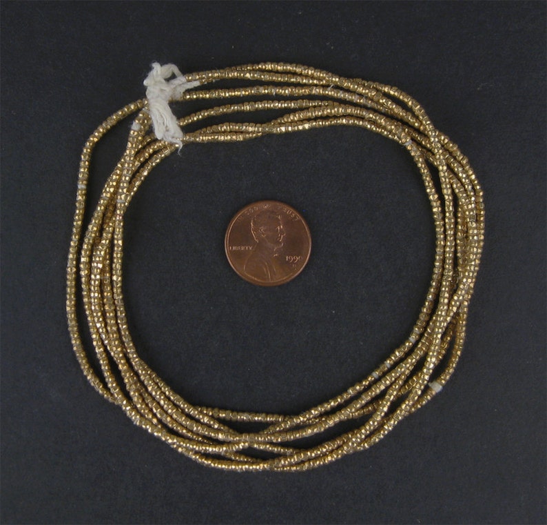 450 Brass Heishi Ethiopian Beads 2mm Brass African Beads Made in Ethiopia MET-HSHI-BRS-253 image 2