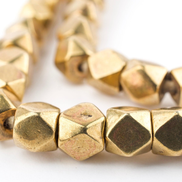 85 Antiqued Brass Faceted Diamond Cut Beads 7mm: Faceted Cube Beads Metal Spacer Beads 7mm Cornerless Cubes Faceted Shaped Beads