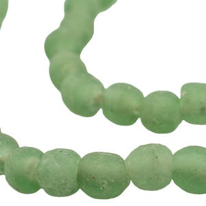 50 Recycled Glass Beads - Light Green 11mm - African Glass Beads - Jewelry Making Supplies - Made in Ghana ** (RCY-RND-GRN-669)