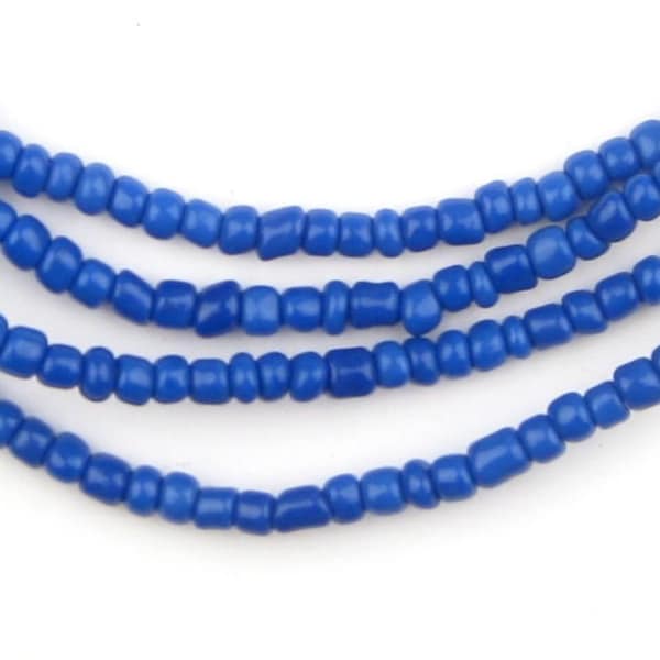 300 Ghana Glass Beads - Cobalt Blue African Beads - Small Glass Spacers - Jewelry Making Supplies - Made in Ghana ** (GHN-SED-BLU-121)