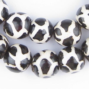 30 Giraffe Design Batik Bone Beads - Spherical Bone Beads - Fair Trade Beads - Kenya Bone Beads - Dyed Round Bone (BON-RND-MIX-327)