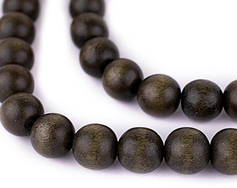 30 Olive Green Round Natural Wood Beads 14mm: 14mm Wood Beads Green Wood Beads Round Shaped Beads Wood Ball Beads Recycled Wood Beads