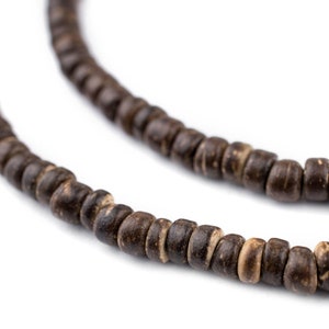 120 Chocolate Disk Coconut Shell Beads 5mm: Coconut Beads Real Coconut Coconut Disk Beads Ethnic Wood Beads Disk Shaped Beads 5mm Wood Beads