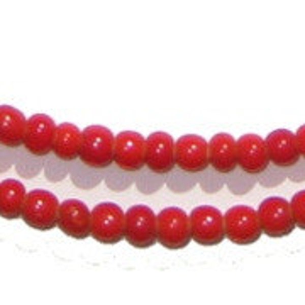 150 Red White Heart Beads - African Glass Beads - Ghana Glass Beads - White Heart Beads - Seed Glass Beads (WHT-RED-SMALL-210)