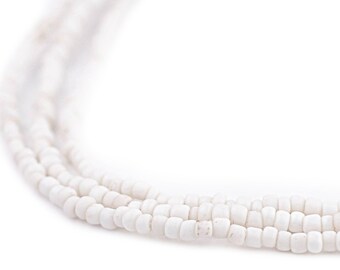 800 White Java Glass Seed Beads 2.5mm, 48" Strand: Java Seed Beads Matte Glass Beads Bali Glass Beads Glass Spacer Beads White Glass Beads