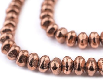 80 Copper Nugget Beads 5x7mm: Ethnic Metal Beads Metal Spacer Beads Nugget Shaped Beads Rustic Copper Beads Small Copper Beads