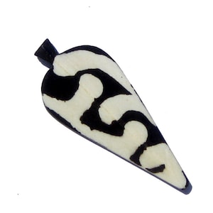 Traditional Batik Bone Pendant - Arrow Pendant - Black & White African Bone Pendant - Jewelry Making Supplies - Made in Kenya (PND-BON-114)