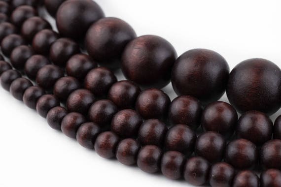 10mm Round Wood Beads in Dark Brown Espresso 40 beads