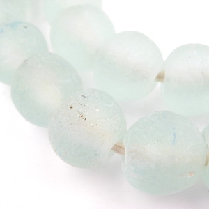 34-36 Aqua Recycled Glass Beads 18mm - African Glass Beads - Fair Trade - Ghana Glass Beads Strand - Made in Ghana (RCY-RND-AQU-568)