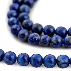 Vintage Round Mottled Lapis Lazuli Beads, 6mm, 16 Inch Strand, High Quality Artisanal Jewelry Supplies