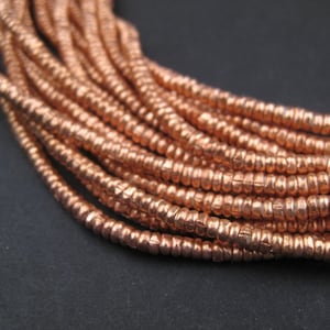 3mm Copper Heishi Beads - Ethiopian Metal Beads - African Beads - Copper Spacers - Jewelry Supplies - Made in Ethiopia (MET-HSHI-CPR-174)