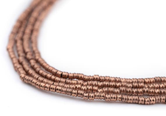 250 Copper Double Heishi Beads 2mm: Metal Spacer Beads Ethnic Metal Beads Rustic Copper Beads 2mm Copper Beads Heishi Shaped Beads