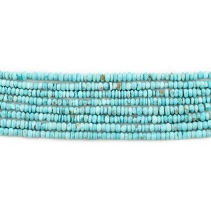 328 Tiny Blue Turquoise Stone Saucer Heishi Beads 2mm: Blue Natural Gemstone Beads from Afghanistan, Wholesale Value, Sold by the Strand image 3