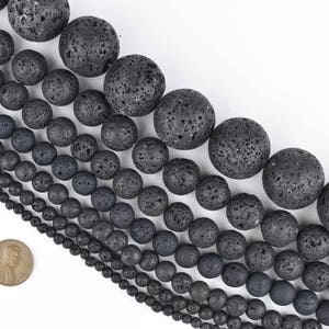 Natural Lava Beads: Black Volcanic Rock Beads 4mm 6mm 8mm 10mm 12mm 14mm Lava Rock Jewelry Beads Round Volcanic Lava Beads Wholesale image 2