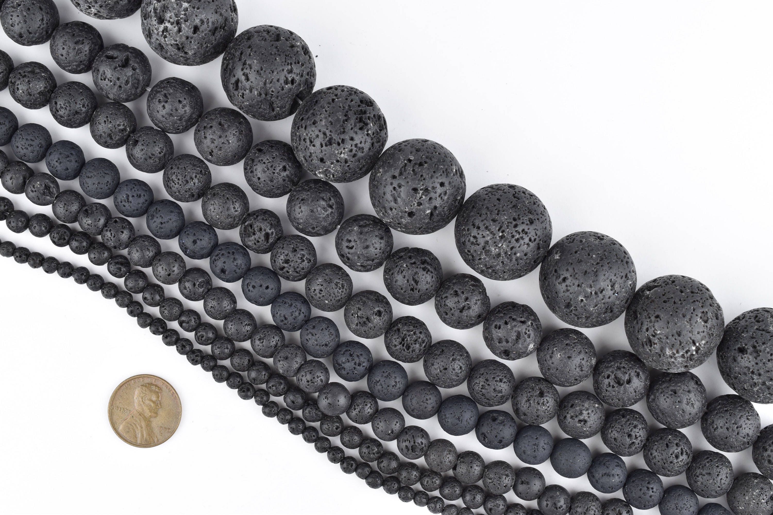 Thebeadchest Black Volcanic Lava Beads (4mm): Organic Gemstone Round Spherical Energy Stone Healing Power Crystal for Jewelry Bracelet Mala Necklace