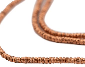 450 Copper Heishi Ethiopian Beads 2mm - African Copper Beads - Jewelry Making Supplies - Made in Ethiopia ** (MET-HSHI-CPR-252)
