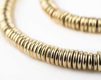 270 Smooth Extra Large Gold Heishi Beads 6mm: Metal Spacer Beads Ethnic Metal Beads Brass Spacer Beads 6mm Brass Beads Golden Color Beads