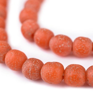 65 Papaya Orange Ancient Style Java Glass Beads 9mm: Matte Glass Beads Textured Glass Beads Etched Glass Beads Glass Round Beads