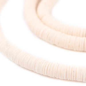 1000 Cream Vinyl Phono Record Beads 8mm: African Waist Beads Vulcanite Beads White Vinyl Beads Disk Shaped Beads Ghanaian Vinyl Beads