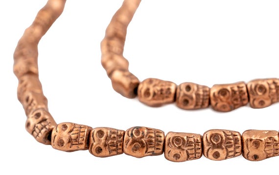 Copper Skull Beads, 8x5mm, 16 Inch Strand, High Quality Artisanal Jewelry Supplies