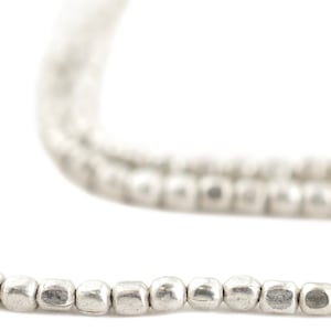 285 Tiny Silver Rounded Cube Beads: Metal Spacer Beads Ethnic Metal Beads Silver Block Beads Silver Cube Beads (MET-CUB-SLV-512)