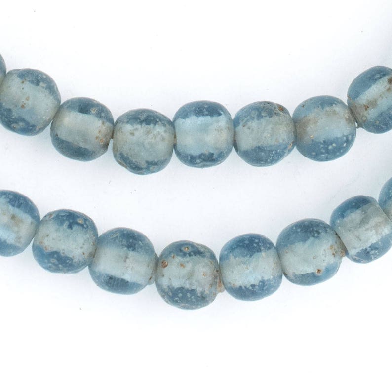 65 Light Blue Ancient Style Java Glass Beads: Etched Glass Beads Primitive Beads Textured Glass Beads Round Shaped Beads JVA-RND-BLU-168 image 3