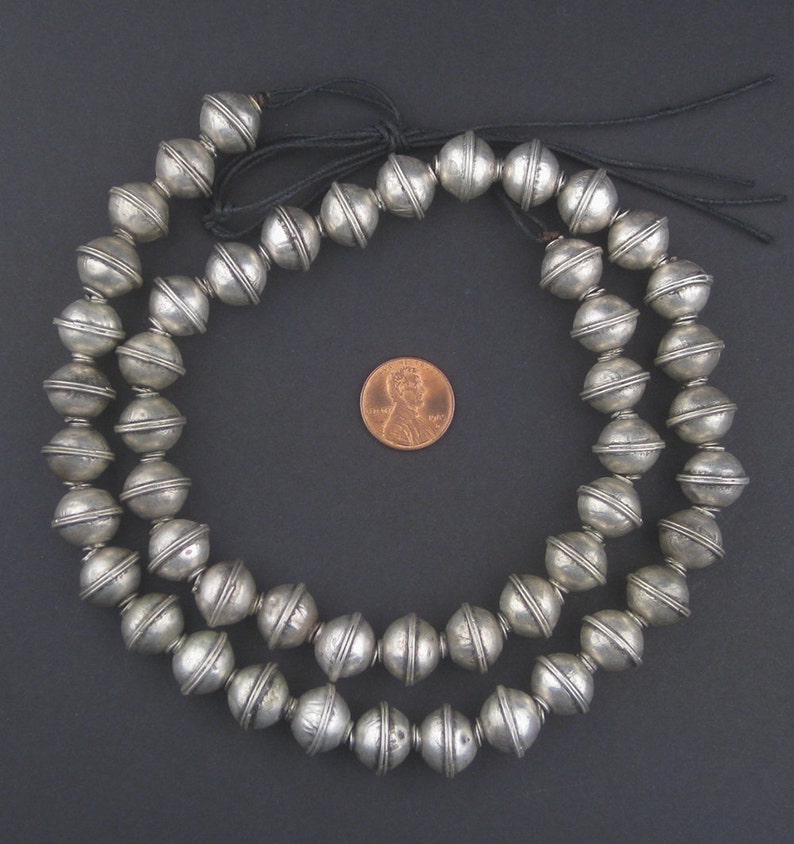 Made in Morocco * BRB-BIC-SLV-101 48 Berber Silver Bicone Beads 12x14mm African Silver Beads