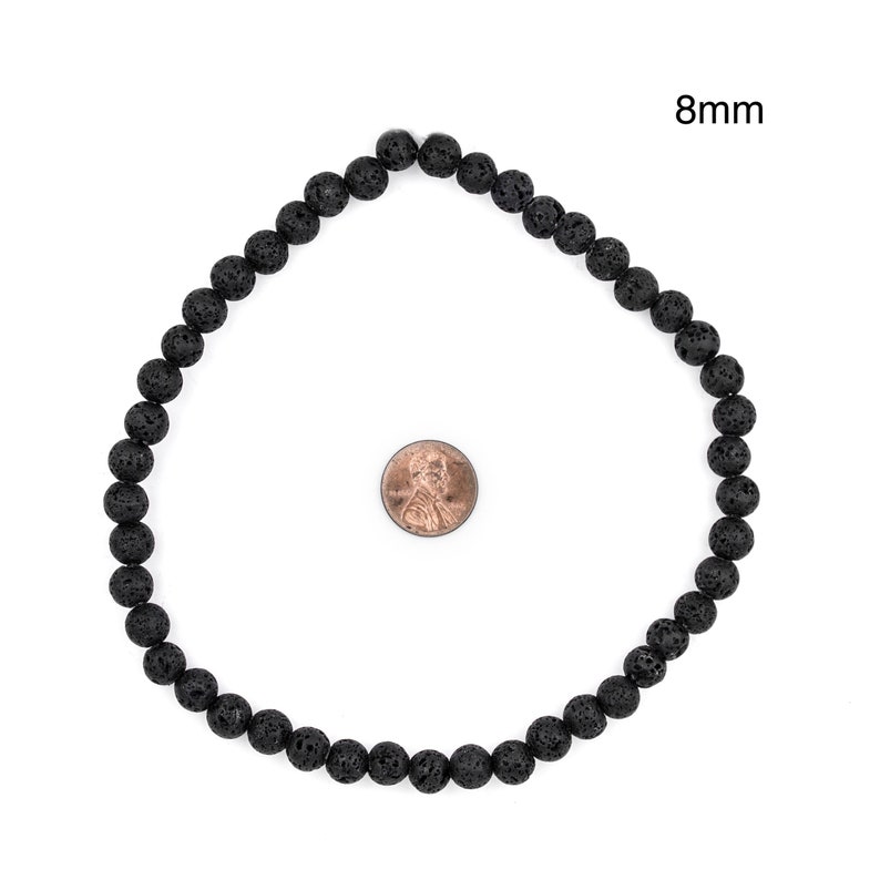 Large Hole Lava Beads: Round Black 8mm or 10mm, Natural Gemstones, 15" Strand, Volcanic Rock, 2mm Hole, Spherical Ball Shape Ships from USA! image 4