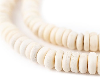 160 White Bone Donut Beads - African Bone Beads - Jewelry Making Supplies - Made in ** (BON-HSHI-WHT-253)