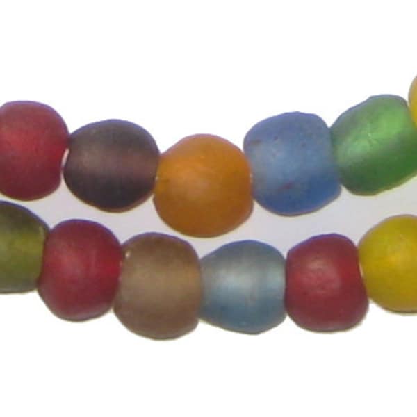50 Recycled Glass Beads - Multicolor African Beads - 11mm Round Beads - Fair Trade - Made in Africa (RCY-RND-MIX-655)