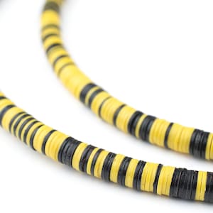 1100 Yellow Jacket Medley Vinyl Phono Record Beads: African Waist Vulcanite 5mm Small Ghanaian Heishi Rustic Ethnic Boho (PHON-HSH-MIX-315)