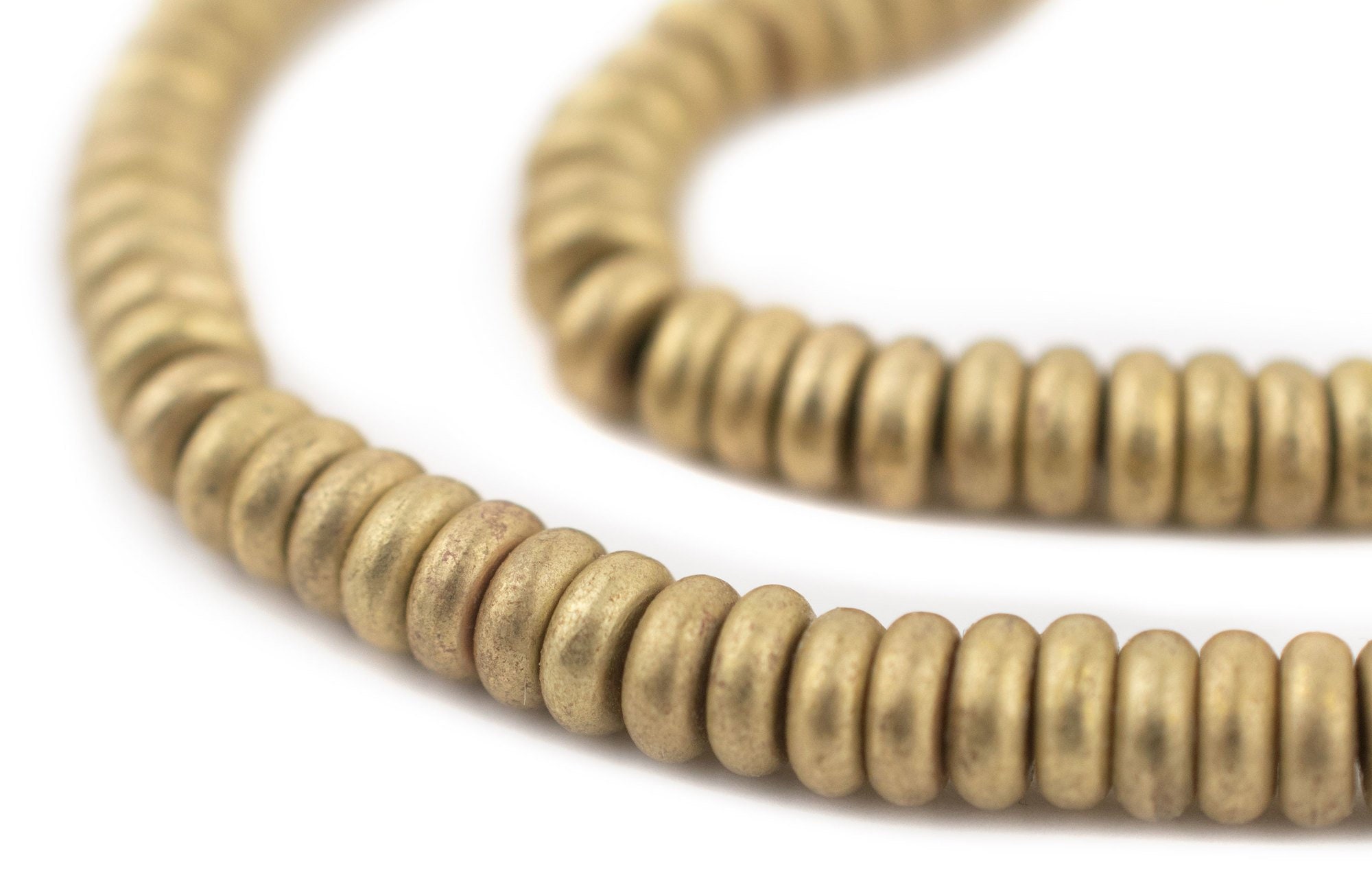 160 Brass Smooth Rondelle Beads 3x6mm: Ethnic Metal Beads Metal Spacer Beads Disk Shaped Beads Handmade Brass Beads 6mm Brass Beads