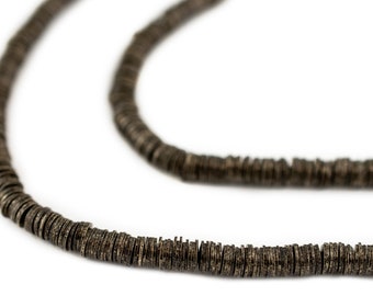 Dunkelsilberne Flache Scheibe Heishi Perlen, 4 mm, 24-Zoll-Strang, hochwertige handwerkliche Schmuck Lieferungen