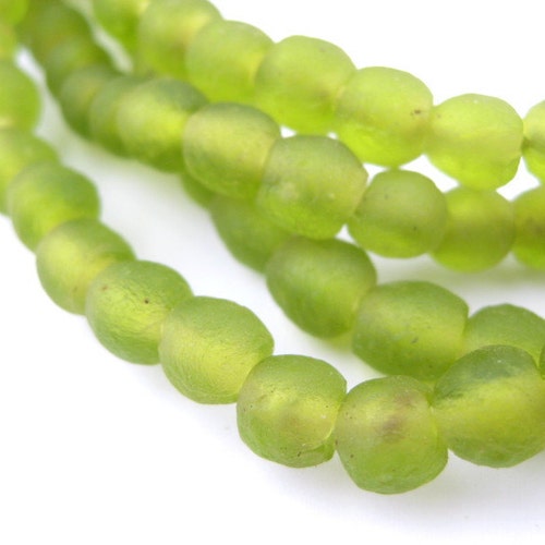 80 Light Green Recycled Glass Beads Handmade Glass Beads Etsy