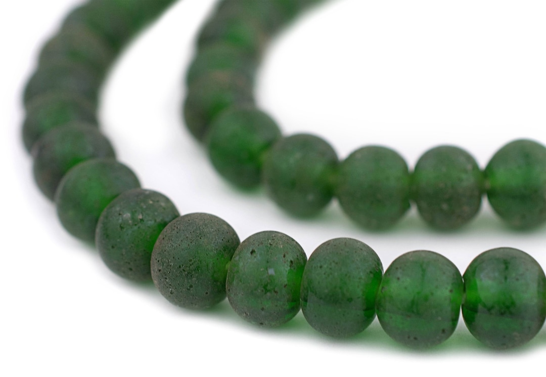 65 Green Ancient Style Java Glass Beads 11mm Ancient Style Beads