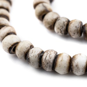 108 Grey Round Bone Mala Beads 6mm: Ethnic Spacer Beads Small Nepal Beads Bone Spacer Beads Nepal Mala Beads 6mm Spacer Beads