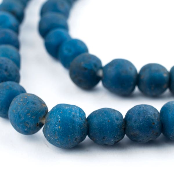 65 Opaque Teal Ancient Style Java Glass Beads: Matte Glass Beads Indonesian Beads Ethnic Glass Beads Glass Round Beads (JVA-RND-BLU-174)