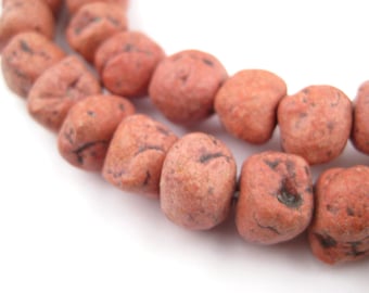 60 Moroccan Pottery Beads - Rouge Red Ceramic Chunk - African Clay Beads - Jewelry Making Supplies - Made in Morocco ** (POT-USU-RED-113)