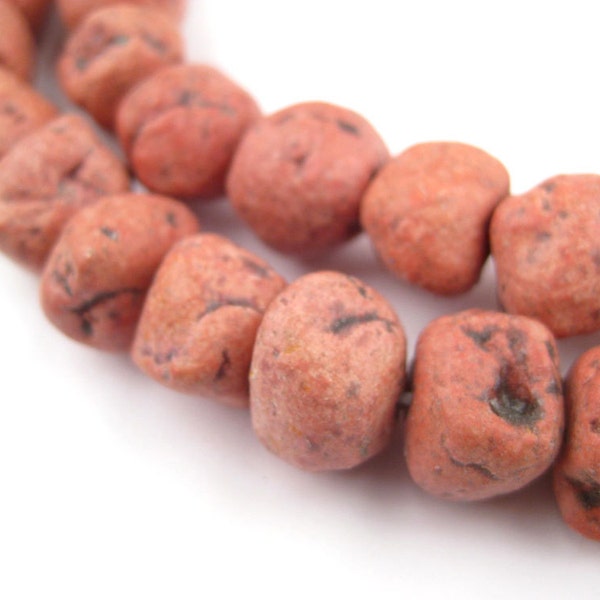 60 Moroccan Pottery Beads - Rouge Red Ceramic Chunk - African Clay Beads - Jewelry Making Supplies - Made in Morocco ** (POT-USU-RED-113)