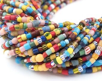 275 Medium Vintage Christmas Beads: African Love Beads African Xmas Beads Glass Spacer Beads Mixed Shaped Beads (XMAS-MIX-MIX-221)