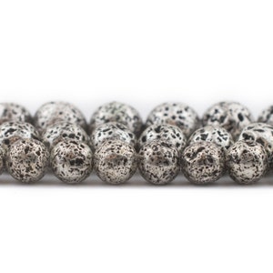 Antiqued Silver Electroplated Lava Beads: Volcanic Stone Beads 6mm 8mm 10mm 12mm, Wholesale Rock Metallic Gemstone Beads, Ships from USA!