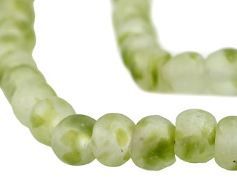 50 Recycled Glass Beads 14mm - Ghana Recycled Beads - African Krobo Beads - African Glass Beads - Bottle Glass Beads (RCY-RND-GRN-538)