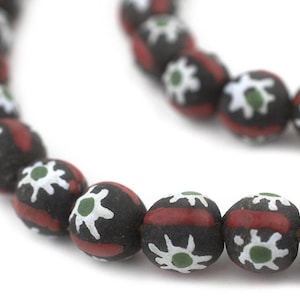 55 African Krobo Beads - Christmas Powder Glass Beads - African Glass Beads - Jewelry Making Supplies - Made in Ghana ** (KRB-RND-MIX-295)