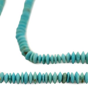 Tiny Turquoise Stone Heishi Beads, Blue 4mm, 15 Inch Strand, Artisan Jewelry Supplies from Afghanistan