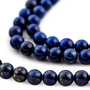 Vintage Round Lapis Lazuli Beads, Dark 6mm, 16 Inch Strand, High Quality Artisanal Jewelry Supplies