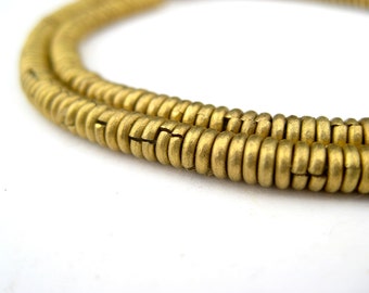 Sale -  Kenya Brass Heishi Beads - African Brass Beads - Jewelry Making Supplies - Made in Kenya ** (MET-HSHI-BRS-308)