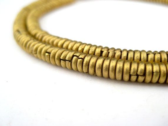 Sale - Kenya Brass Heishi Beads - African Brass Beads - Jewelry Making Supplies - Made in Kenya ** (MET-HSHI-BRS-308)