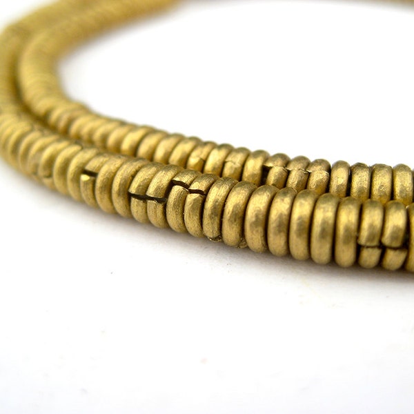 Sale -  Kenya Brass Heishi Beads - African Brass Beads - Jewelry Making Supplies - Made in Kenya ** (MET-HSHI-BRS-308)