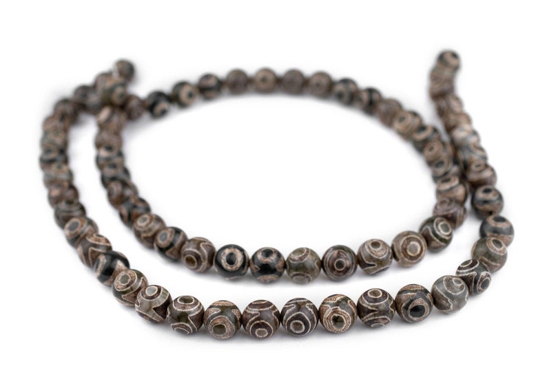Gemstone Beads Matte Agate Beads Genuine Stone Beads Round Shaped Beads Brown Stone Beads 35 Premium Round Tibetan Agate Beads 10mm